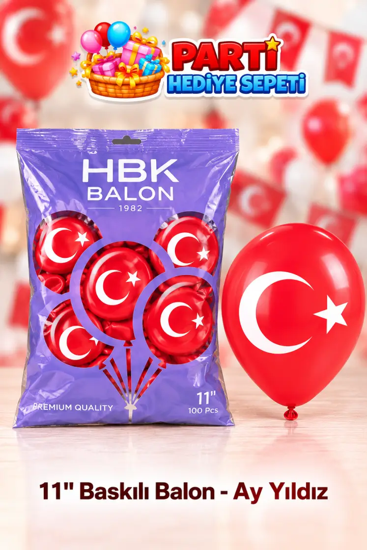 11" Baskılı Balon - Ay Yıldız