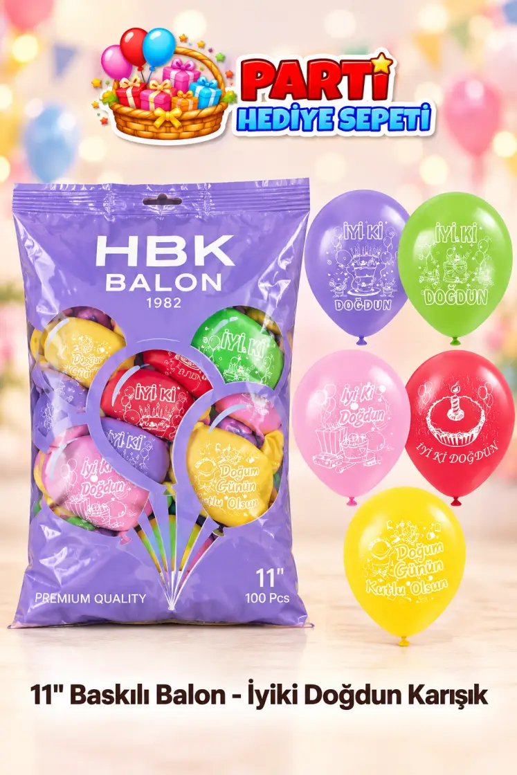 11" Baskılı Balon - İyiki Doğdun Karışık