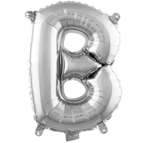 B- HARF 16 İNC GÜMÜŞ RENK BALON 36 CM - Toptan Parti Malzemesi