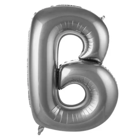 B- HARF 34 İNC GÜMÜŞ RENK BALON 76 CM - Toptan Parti Malzemesi
