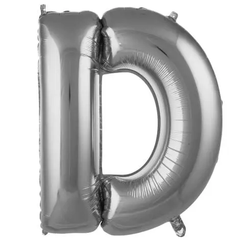 D- HARF 34 İNC GÜMÜŞ RENK BALON 76 CM - Toptan Parti Malzemesi