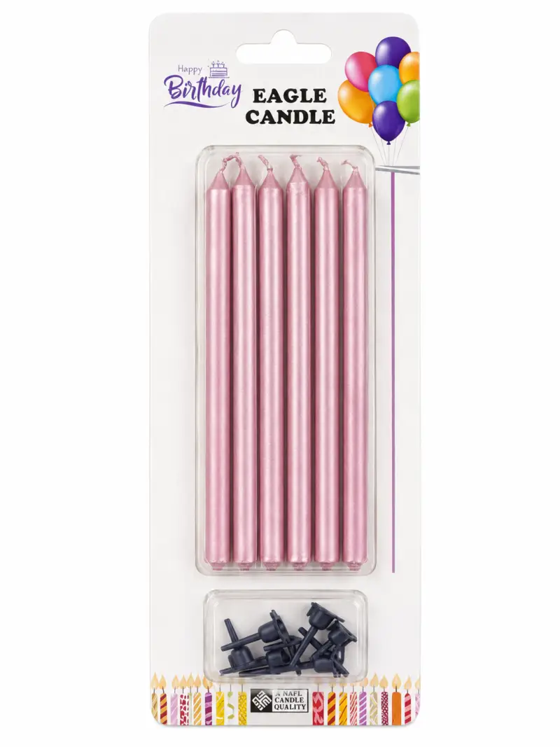 Düz Mum (10 cm) Pembe - Toptan Parti Malzemesi
