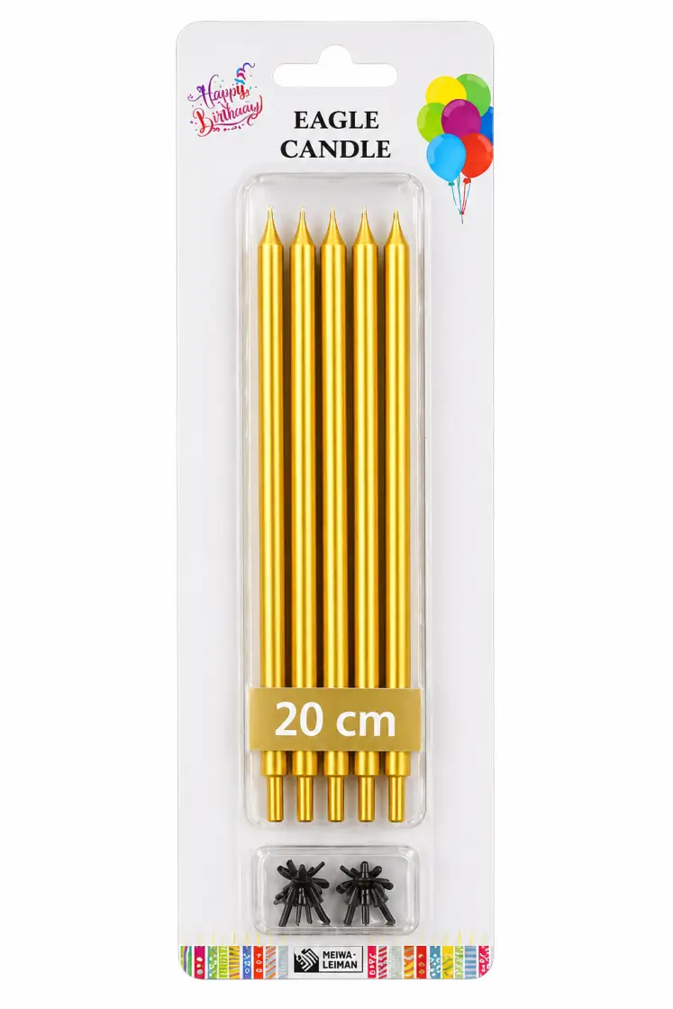 Düz Mum (20 cm) Gold - Toptan Parti Malzemesi