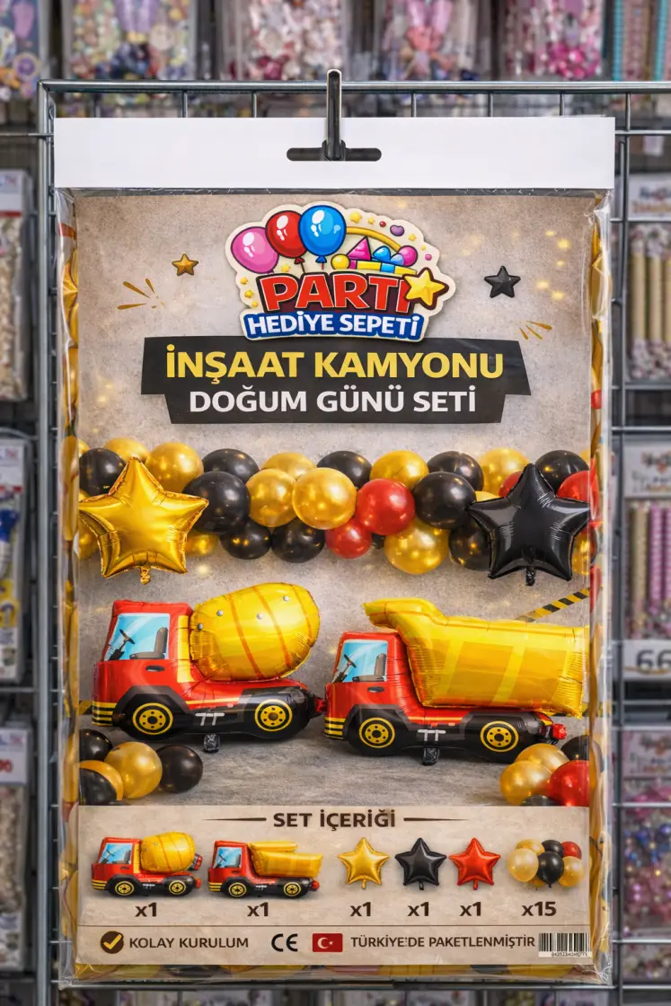 İnşaat Kamyonu Doğum Günü Seti toptan parti malzemesi