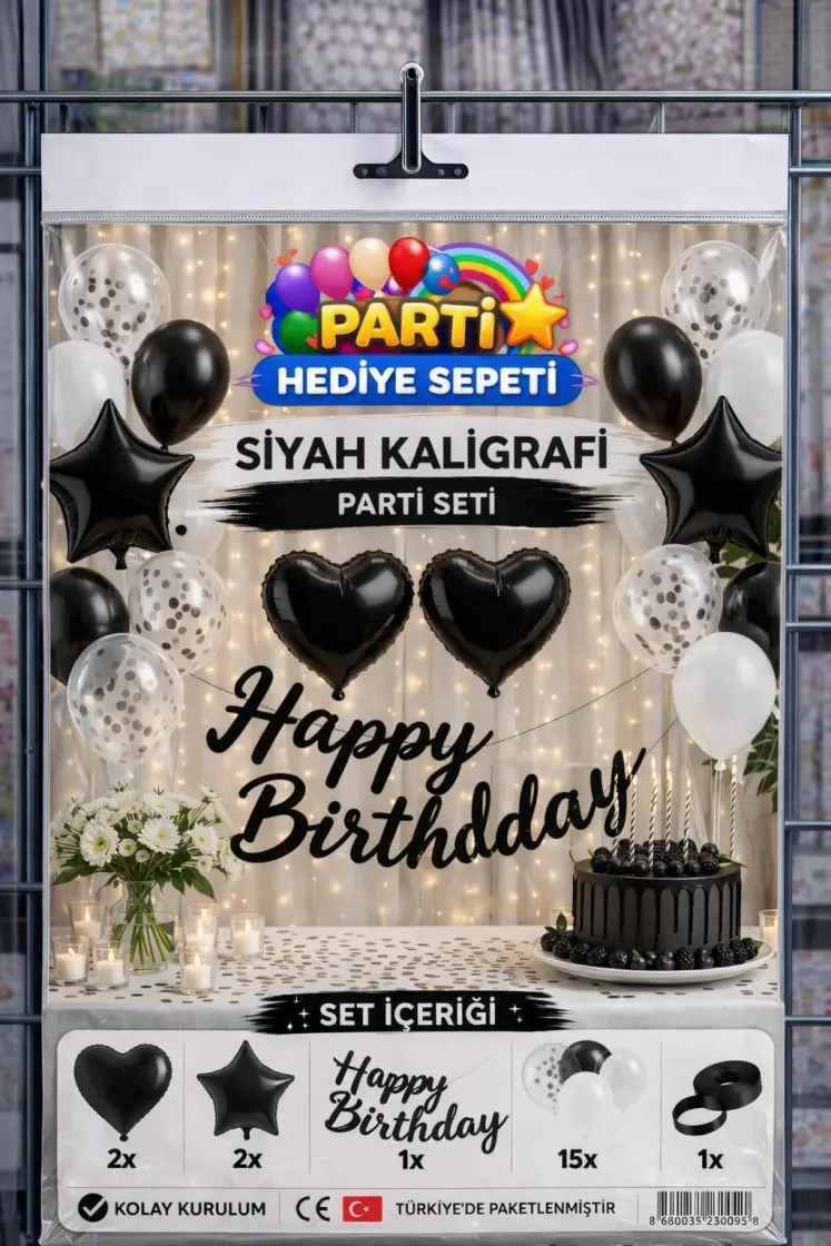 Siyah Kaligrafi Parti Seti toptan parti malzemesi