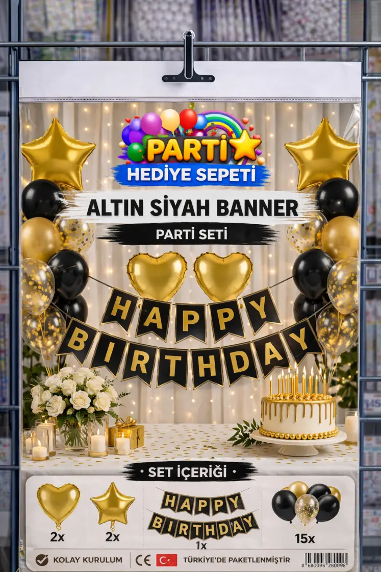 Altın Siyah Banner Parti Seti toptan parti malzemesi