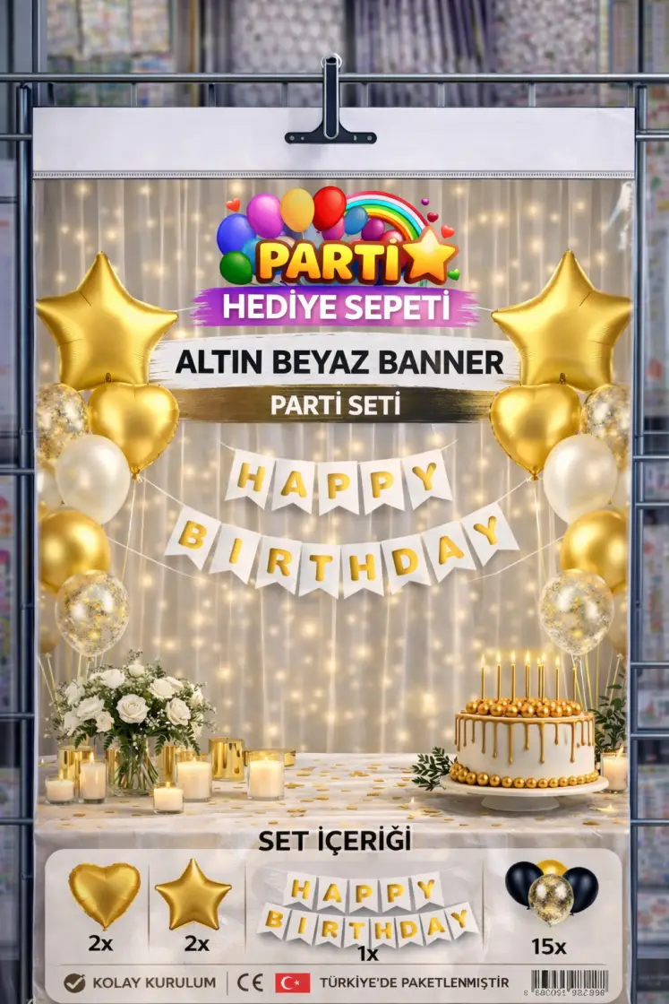 Altın Beyaz Banner Parti Seti toptan parti malzemesi