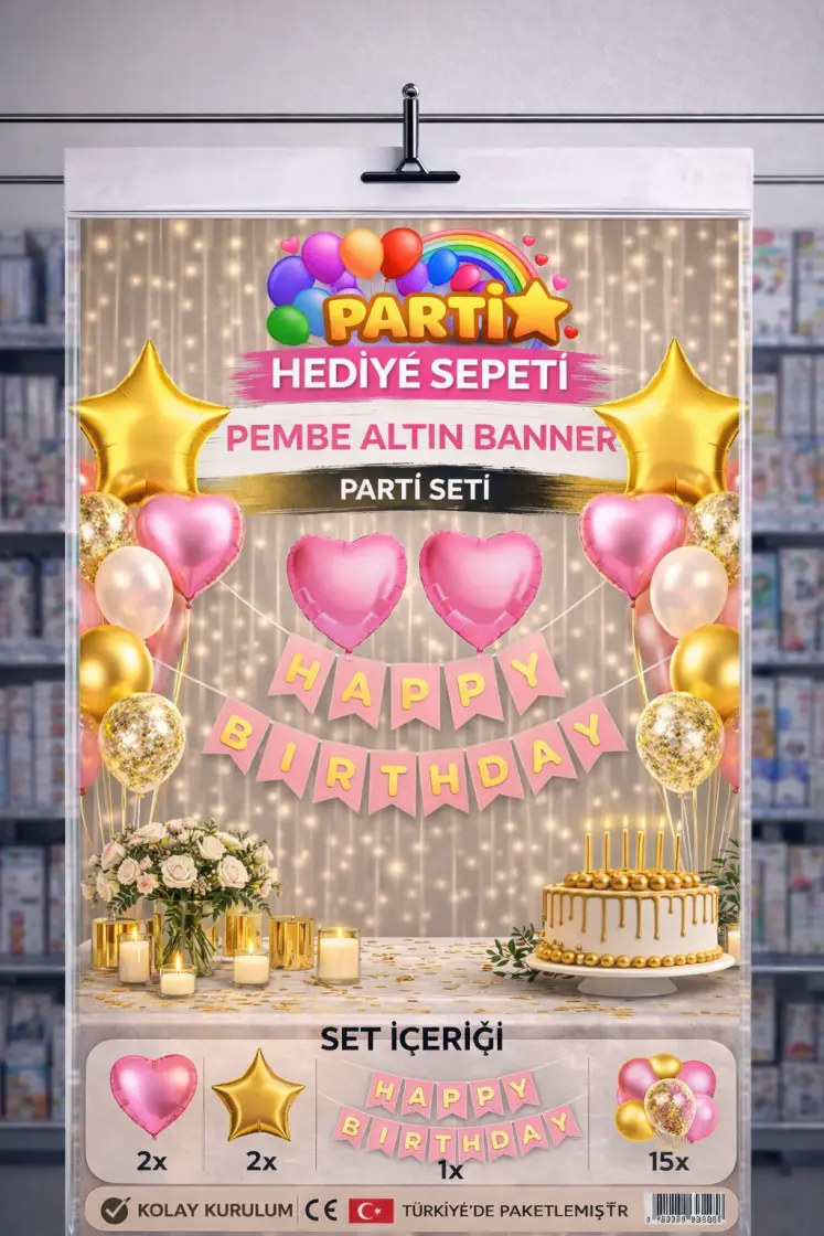 Pembe Altın Banner Parti Seti toptan parti malzemesi