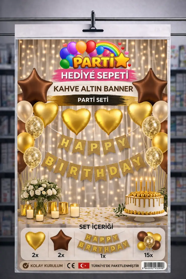Kahve Altın Banner Parti Seti toptan parti malzemesi