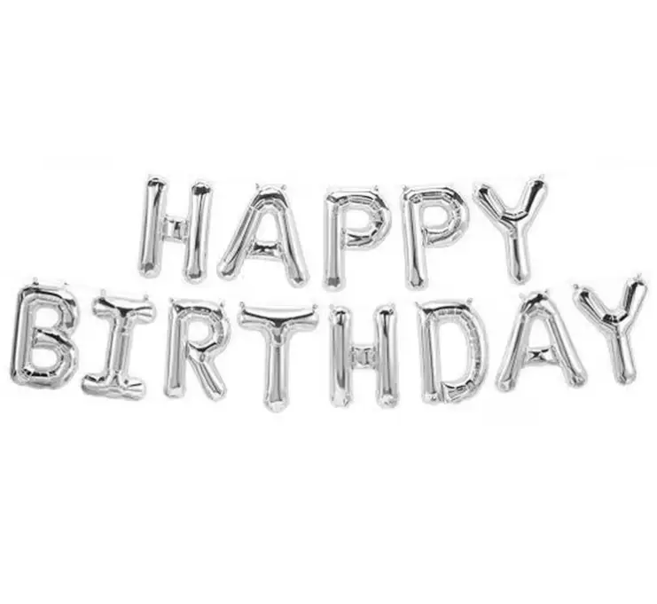 16'' Happy Birthday Gümüş Folyo toptan parti malzemesi