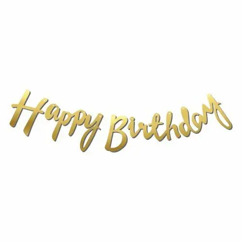 Kaligrafi Banner (Gold) Happy Birthday toptan parti malzemesi