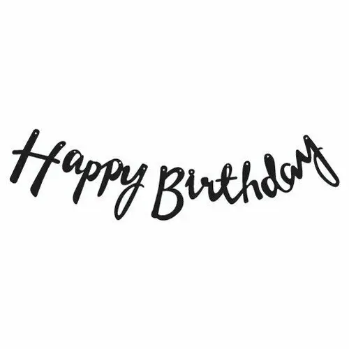 Kaligrafi Banner (Siyah) Happy Birthday toptan parti malzemesi