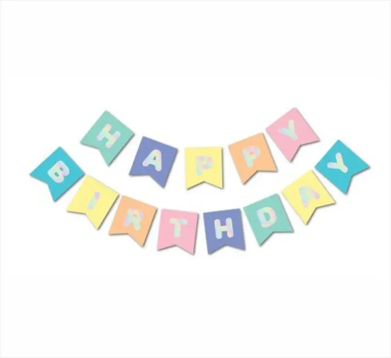 Makaron Happy Birthday Yaldızlı Banner toptan parti malzemesi