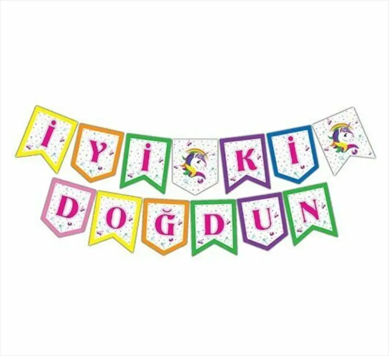 Unicorn Zikzak Banner toptan parti malzemesi