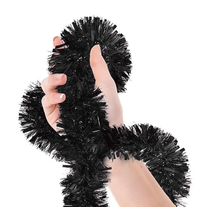 2 MT METALİZE SİYAH SİM SÜS 6,5cm toptan parti malzemesi