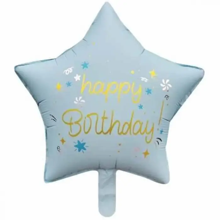 Happy Birthday Mavi Yıldız Folyo toptan parti malzemesi