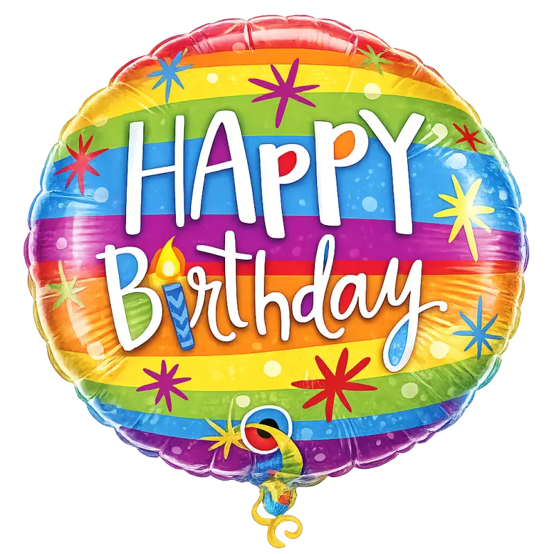 Yuvarlak Gökkuşağı H.Birthday Folyo toptan parti malzemesi