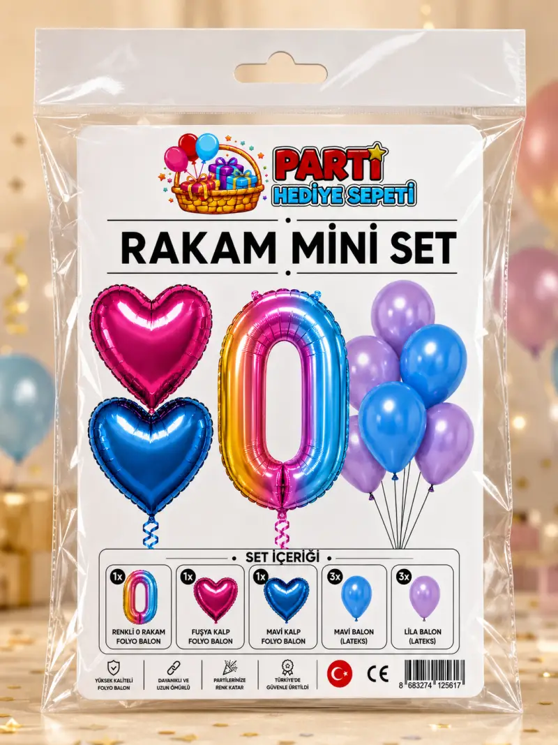 Gökkuşağı Rakam Mini Parti Seti (0) toptan parti malzemesi