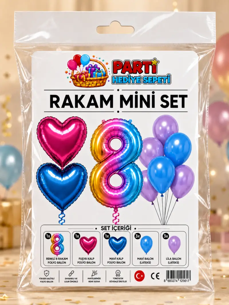 Gökkuşağı Rakam Mini Parti Seti (8) toptan parti malzemesi