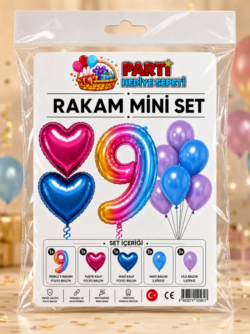 Gökkuşağı Rakam Mini Parti Seti (9) toptan parti malzemesi