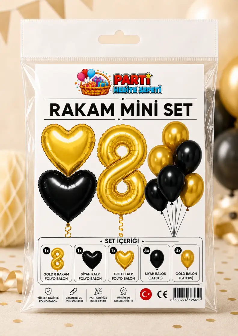 Gold Rakam Mini Parti Seti (8) toptan parti malzemesi
