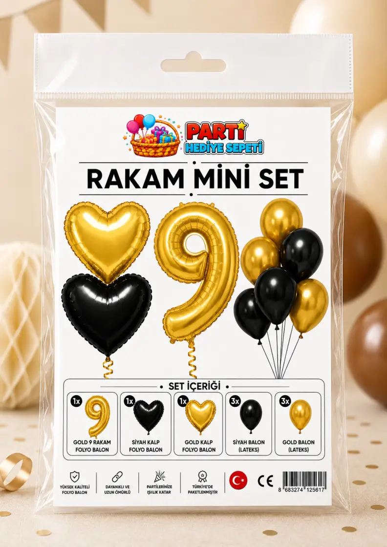 Gold Rakam Mini Parti Seti (9) toptan parti malzemesi