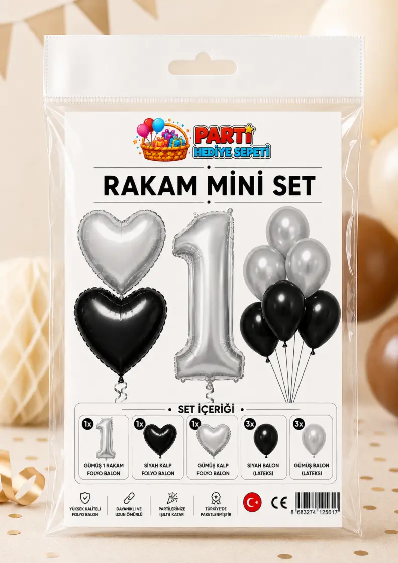 Gümüş Rakam Mini Parti Seti (1) - Toptan Parti Malzemesi
