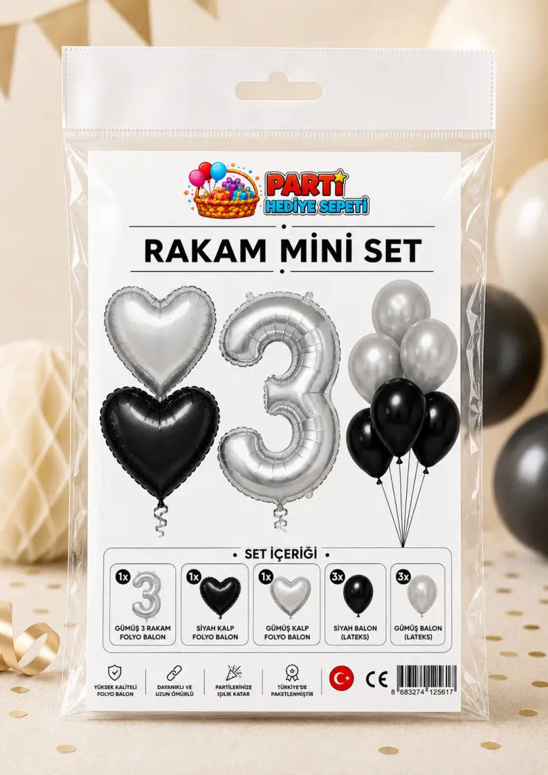 Gümüş Rakam Mini Parti Seti (3)
