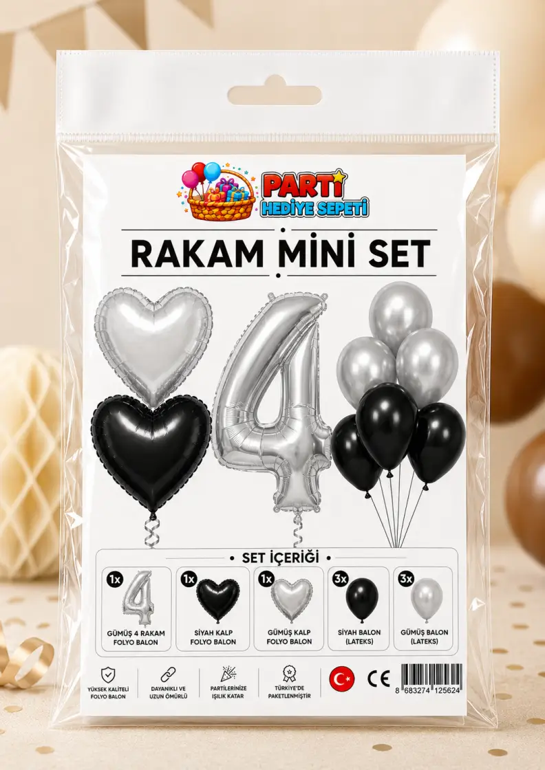 Gümüş Rakam Mini Parti Seti (4)