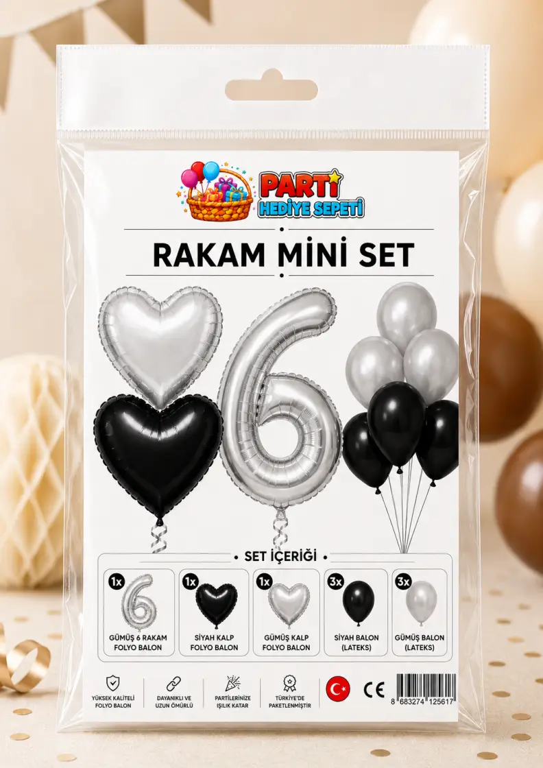 Gümüş Rakam Mini Parti Seti (6)