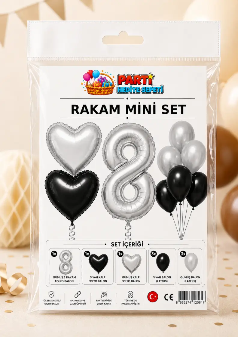 Gümüş Rakam Mini Parti Seti (8)