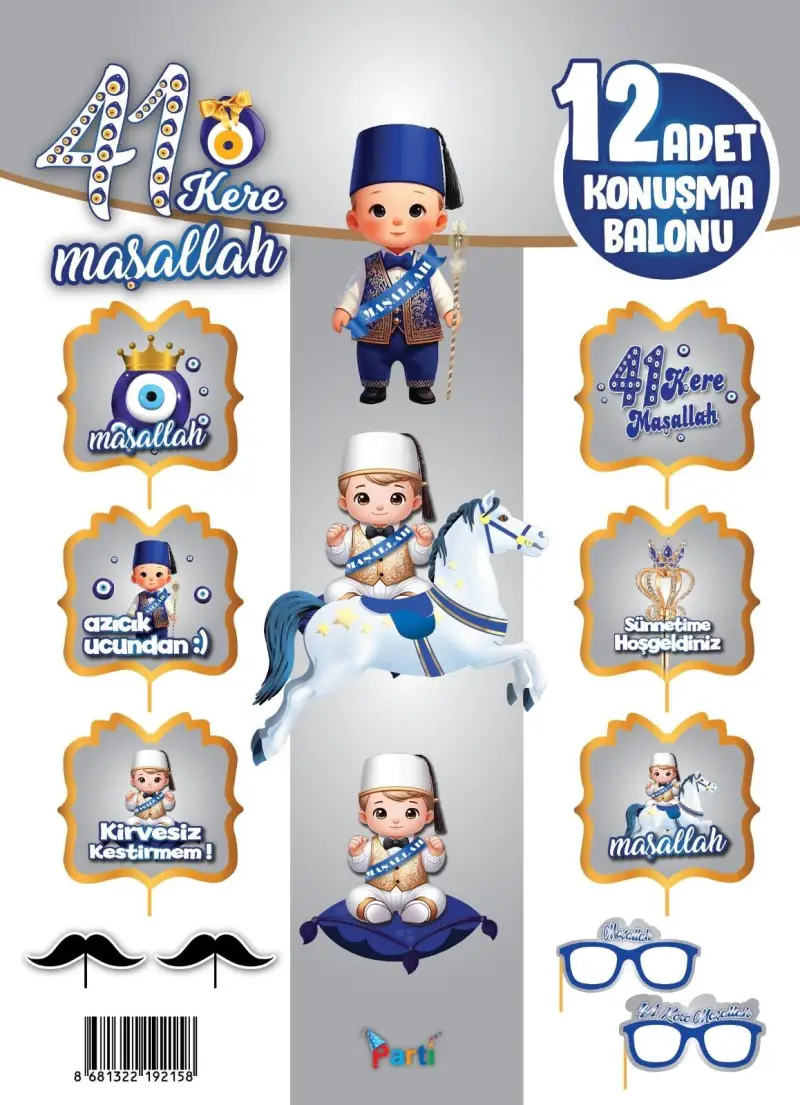 KONUŞMA BALONU SET 12 Lİ SÜNNET GÜMÜŞ - Toptan Parti Malzemesi