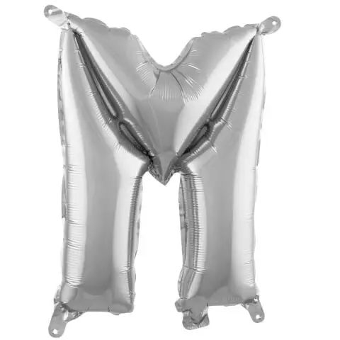 M- HARF 16 İNC GÜMÜŞ RENK BALON 36 CM - Toptan Parti Malzemesi