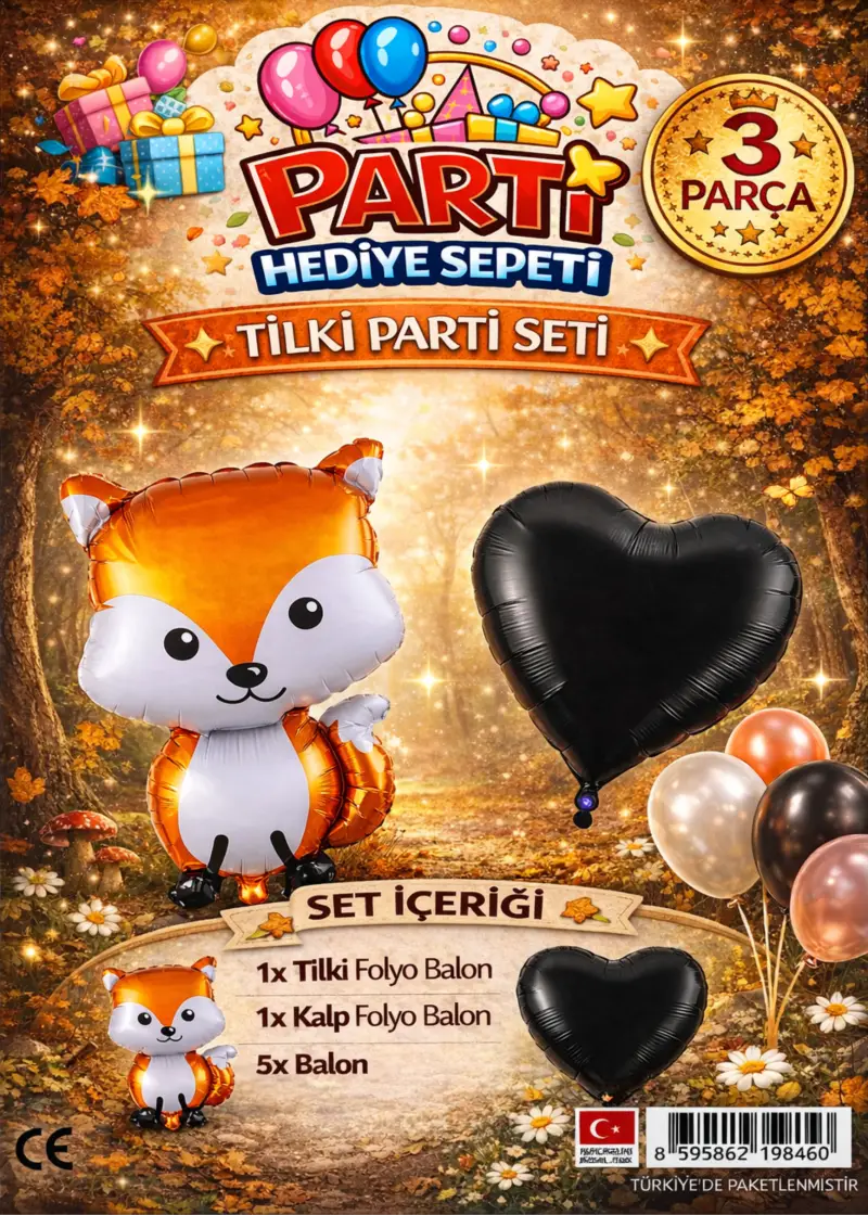 Tilki Temali Mini Parti Seti - Toptan Parti Malzemesi