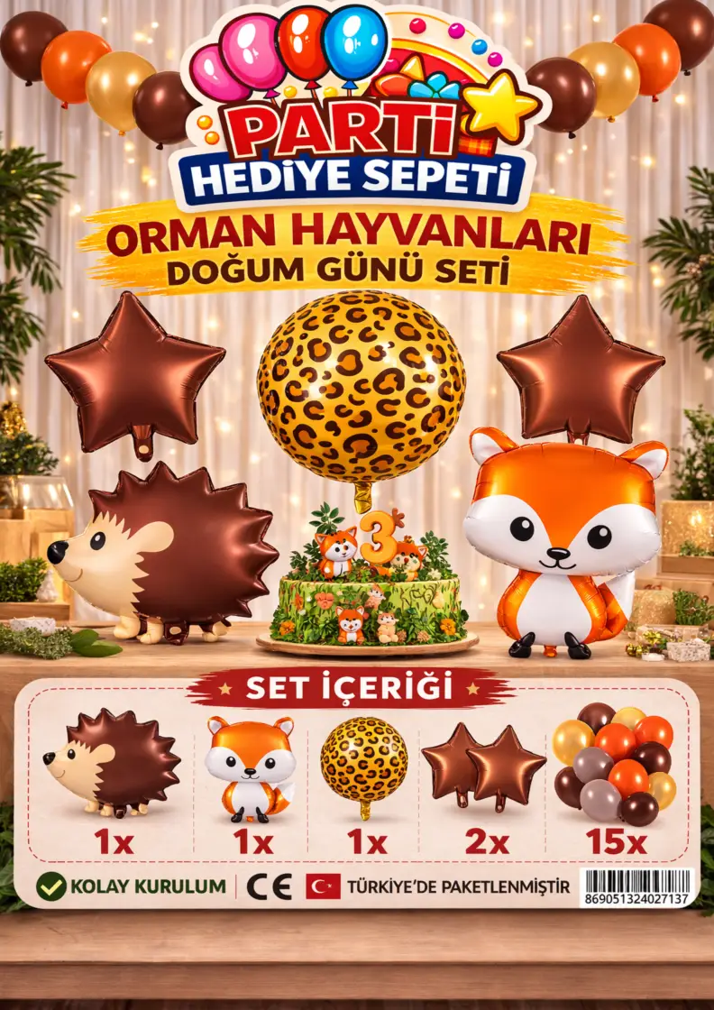 Orman Hayvanları Doğum Günü Seti - Toptan Parti Malzemesi
