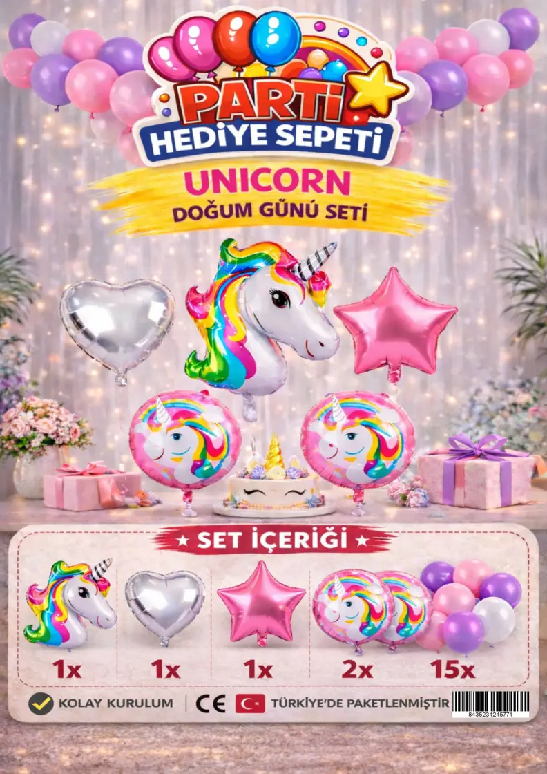 Unicorn Doğum Günü Seti - Toptan Parti Malzemesi