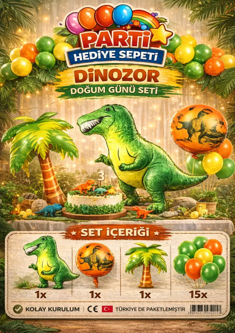 Dinozor Doğum Günü Seti - Toptan Parti Malzemesi