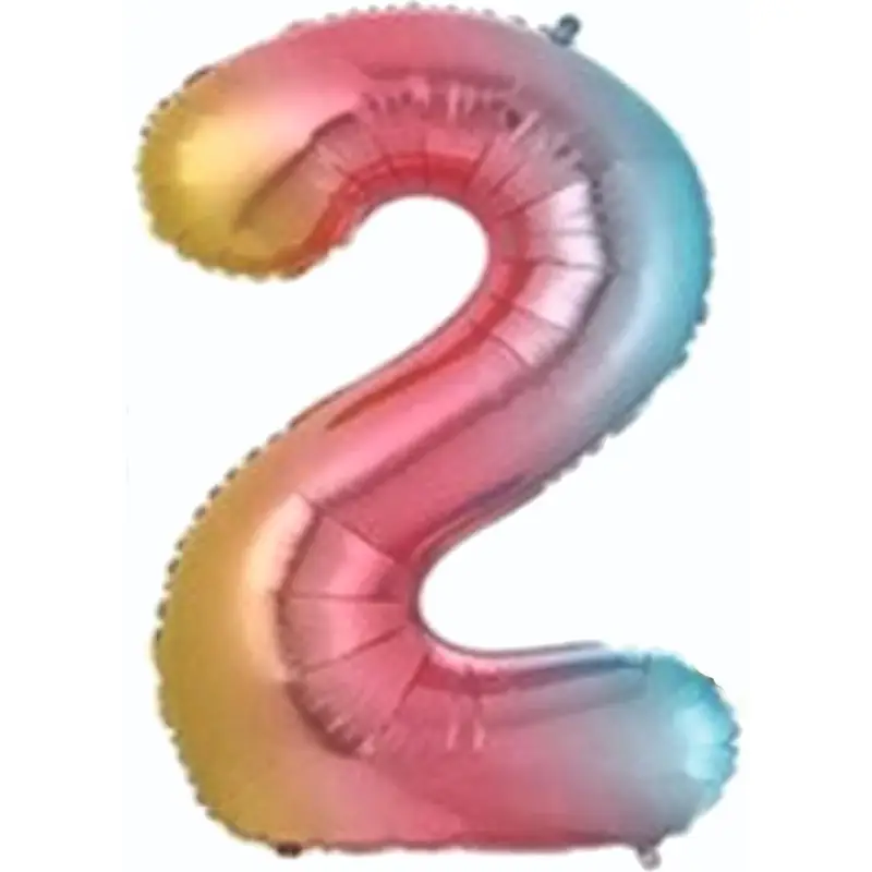 34" Rakam Folyo  ( 2 ) Gökkuşağı Renk - Toptan Parti Malzemesi