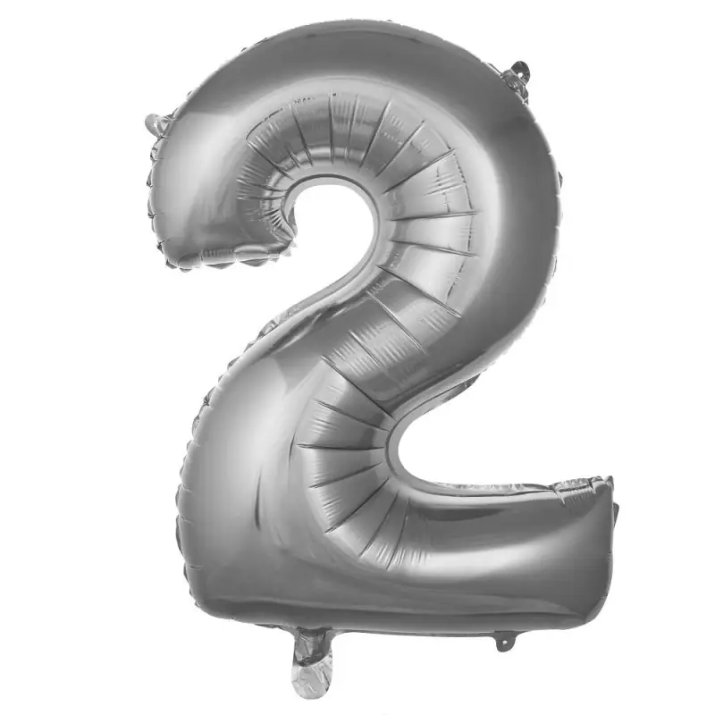 34" Rakam Folyo  ( 2 ) Gümüş Renk - Toptan Parti Malzemesi