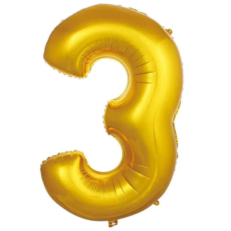 34" Rakam Folyo  ( 3 ) Gold Renk - Toptan Parti Malzemesi