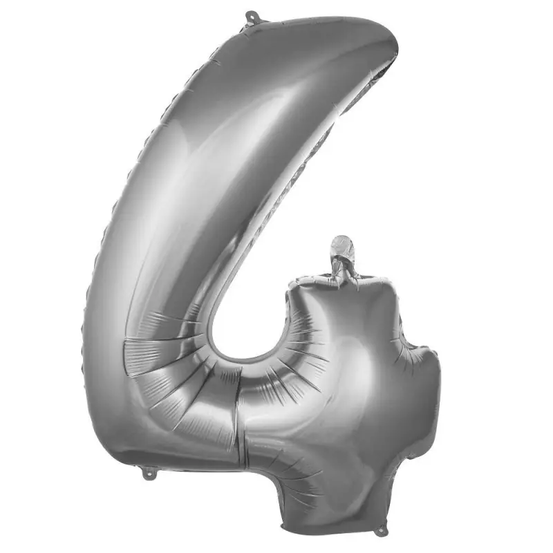 34" Rakam Folyo  ( 4 ) Gümüş Renk - Toptan Parti Malzemesi
