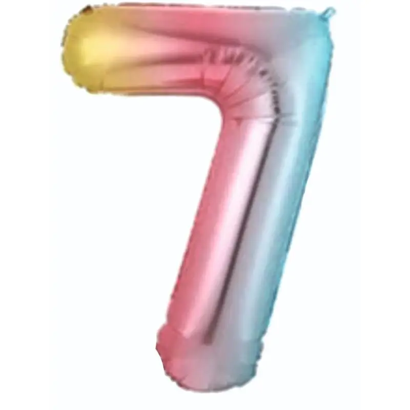 34" Rakam Folyo  ( 7 ) Gökkuşağı Renk - Toptan Parti Malzemesi
