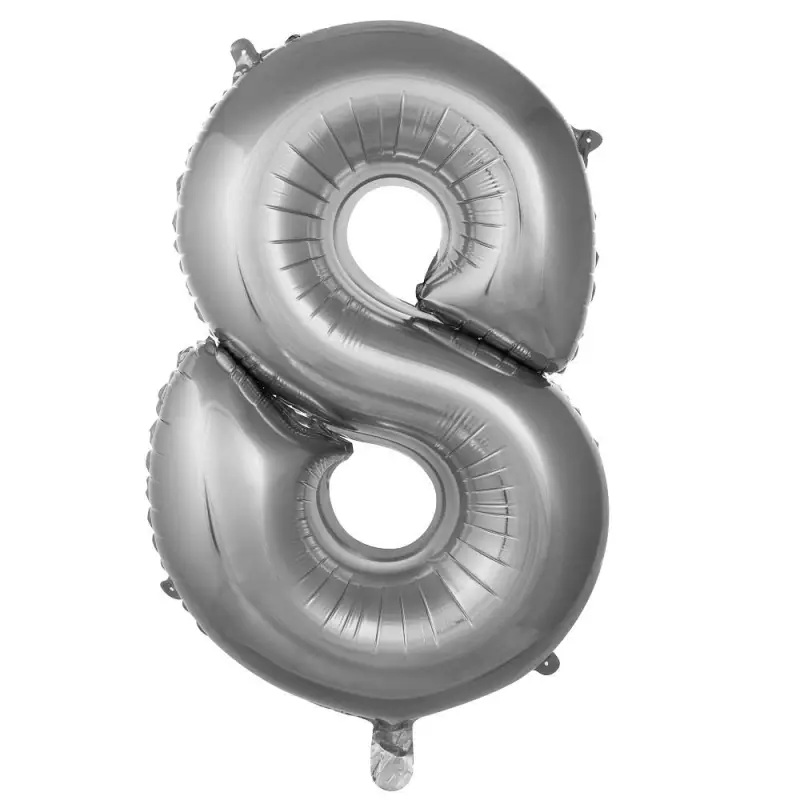 34" Rakam Folyo  ( 8 ) Gümüş Renk - Toptan Parti Malzemesi