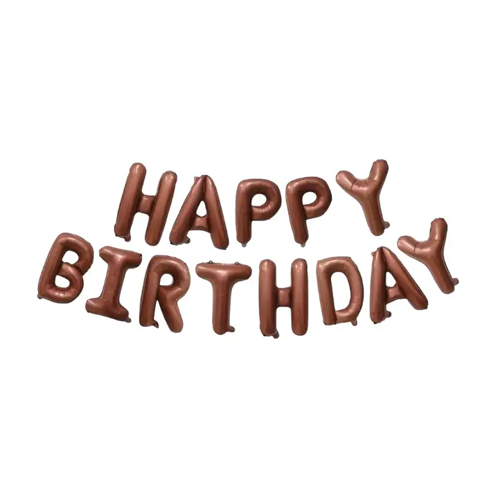 16'' Happy Birthday Kahverengi Folyo - Toptan Parti Malzemesi