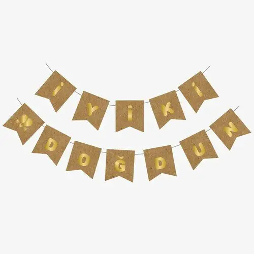 Kraft Gold İyi Ki Doğdun Yaldızlı Banner - Toptan Parti Malzemesi