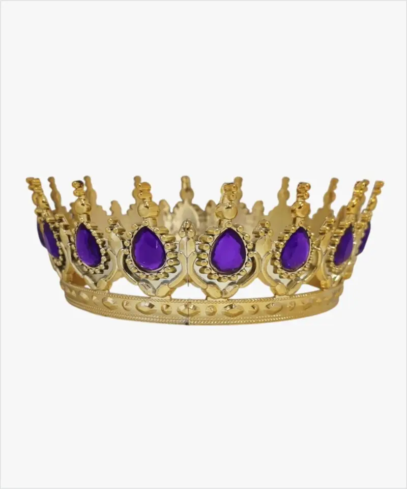 MİKA LÜX PASTA TACI GOLD MOR TAŞLI - Toptan Parti Malzemesi