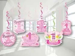 6'LI TAVAN SÜS PEMBE 1 YAŞ - Toptan Parti Malzemesi