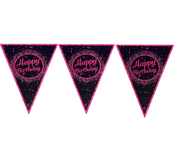 ÜÇGEN FLAMA FUŞYA HAPPY - Toptan Parti Malzemesi