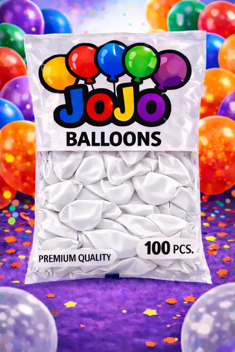 JoJo Metalik Beyaz Balon 100’lü Paket - Toptan Parti Malzemesi