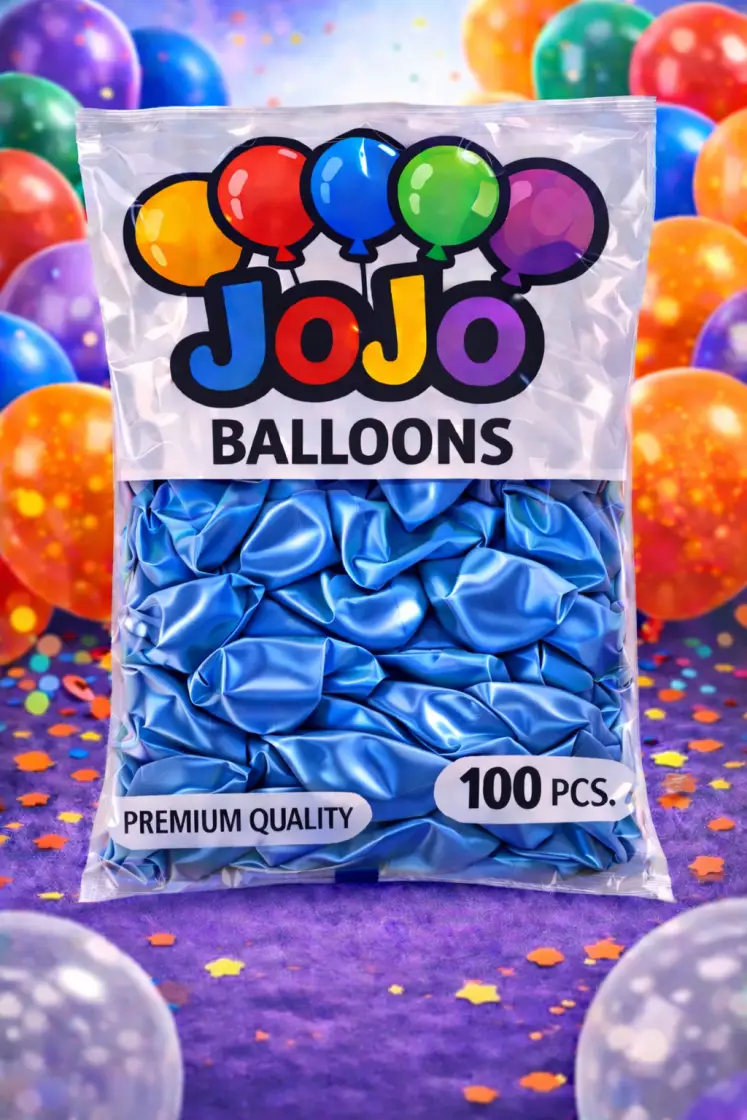 JoJo Metalik Mavi Balon 100’lü Paket - Toptan Parti Malzemesi